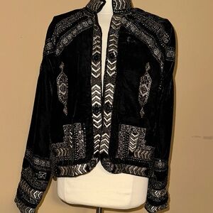 Elegant Black  Velvet Embellished Blazer